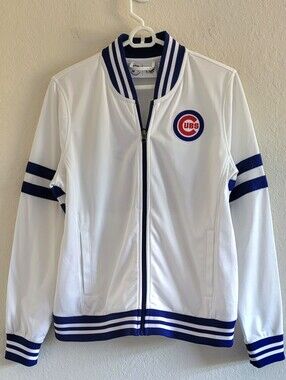 Chicago Cubs White & Royal Blue Bomber Jacket. Glll 4her. Like New.